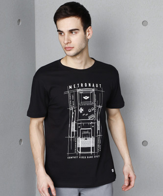 METRONAUT Graphic Print Men Round Neck Black T-Shirt