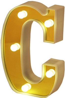 MANSAA LED Marquee Letter Lights Sign, Alphabet LED Lights for Home Party Wedding Decoration - C Table Lamp(16 cm, C Yellow)