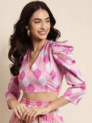 Shae by SASSAFRAS Party Printed Women Pink Top