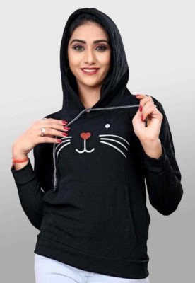 Randal Printed Women Hooded Neck Black T-Shirt