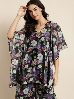 Shae by SASSAFRAS Party Printed Women Black Top