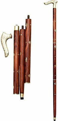 Moycrafts Foldable brown walking sticks with brass handle Walking Stick