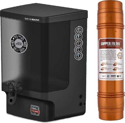 Noir Aqua Jade RO Water Purifier with Active Copper RO + UV + UF + TDS Control + Pre Filter & Accessories, Premium RO Water Filter System for home 10 Ltrs, 8 Stage (Metalic Black) 10 L RO + UV + UF + Copper + TDS Control Water Purifier