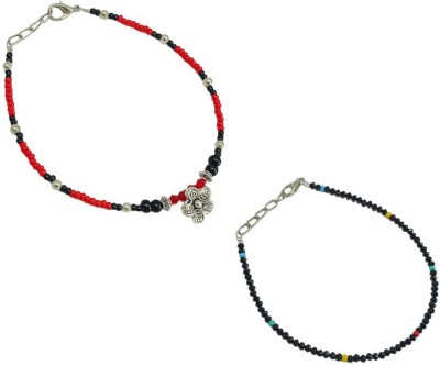 HIGH TRENDZ Combo pack of 2 Single Leg Beads Alloy Anklet(Pack of 2)