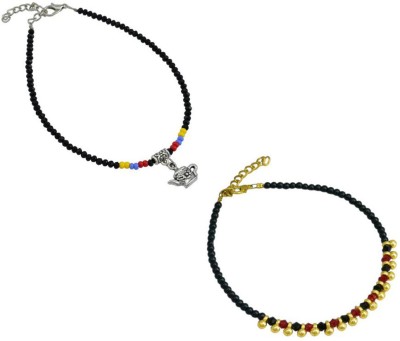 HIGH TRENDZ Combo pack of 2 Single Leg Beads Alloy Anklet(Pack of 2)