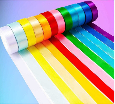 imtion ® ( Ribbons Pack of 24 Pcs Multicolour ) 1/2-inch x 12 M Each, 100M (Multicolour) -Craft Material Best Ribbon )