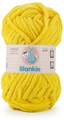 NTGS Ganga Blankie Chenille Yarn Supersoft Knitting Wool Ball, (1 Ball/100 Gram Each) Golden Yellow Colour Ball (600 Grams). Suitable for Craft, Babywear, Baby Blankets,Thick mota Thread Shade no -BLK004