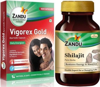 ZANDU Vigorex Gold 10caps and Shilajit 60Caps (Pack of 2)(Pack of 2, 70 Capsules)