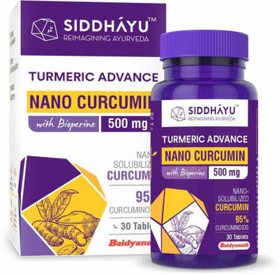 Siddhayu Turmeric Advance Nano Curcumin | Antioxidant | Pain Relief & Joint Support | 30 Tablets(30 Tablets)