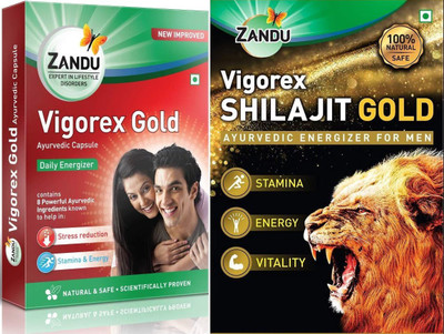 ZANDU Vigorex Gold 10caps and Vigorex Shilajit Gold 10Caps (Pack of 2)(Pack of 2, 20 Capsules)