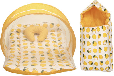 Miss & Chief Polycotton Baby Bed Sized Bedding Set(Yellow, 1 Baby Bed, 1 Sleeping Bag)
