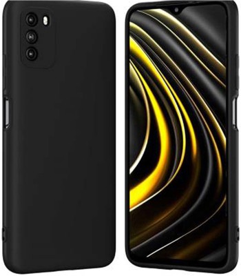 Mobilecovers Back Cover for Poco M3, Plain, Case, Cover(Black, Shock Proof, Silicon, Pack of: 1)