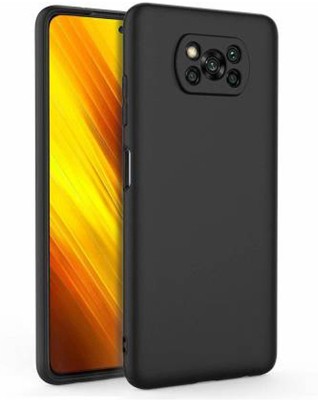 Mobilecovers Back Cover for Poco X3, Plain, Case, Cover(Black, Shock Proof, Silicon, Pack of: 1)