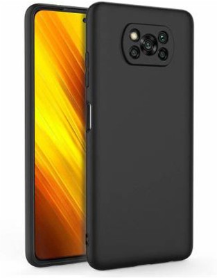 Mobilecovers Back Cover for Poco X3, X3 Pro, Plain, Case, Cover(Black, Shock Proof, Silicon, Pack of: 1)