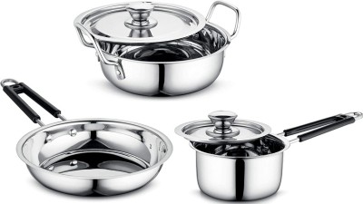 Butterfly Butterfly Stainless Steel Cookware Set 5 Pcs Tri-Ply Bottom With Lid. Induction Bottom Cookware Set(Stainless Steel, 5 - Piece)