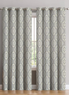 VSD 274 cm (9 ft) Polyester Room Darkening Long Door Curtain (Pack Of 2)(Geometric, Grey)