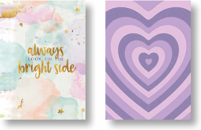 3DS Note book A5 Diary Unruled 80 Pages(Bright side and purple heart, Pack of 2)