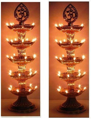Roshvini Plastic (Pack of 2) Table Diya Set(Height: 10 inch)