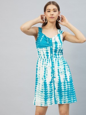 RARE Women A-line Blue, White Dress