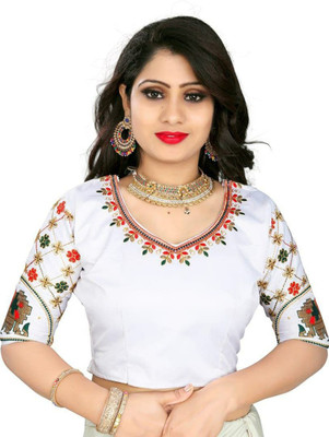 VILLAGIUS Satin Embroidered Blouse Material