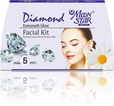 Moonstar Diamond Glow Mini Facial Kit 5 Steps In 1 Kit, For 2 Times Use,(40 ml)