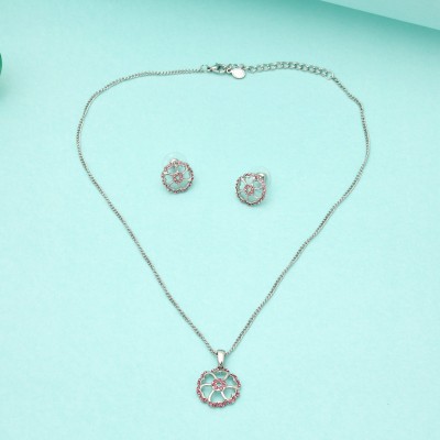 Estele Alloy Rhodium Silver Jewellery Set(Pack of 1)