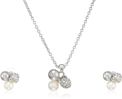 Estele Alloy Rhodium Silver Jewellery Set(Pack of 1)