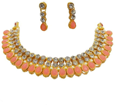 ABHRIK IMITATION Crystal Gold-plated Rose Gold Jewellery Set(Pack of 1)