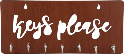 Suveharts Keys Please Home and Wall Decor Wood Key Holder(7 Hooks, Brown)