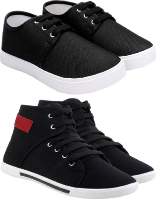 World Wear Footwear Boys & Girls Lace Sneakers(Black, 7-8 Years)