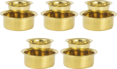 Spilbox South Indian Brass Coffee Cup and Dabra Set, Madrasi Filter Coffee Set, Kumbakonam Coffee Dabara Set of 5 Brass Tumbler(100 ml, Pack of 5)