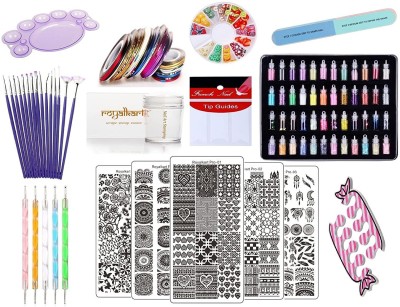 Royalkart Mega Combo Nail Art Kit 5 Stamping Image Plates, Silicone Stamper & Scraper & 3D Nail Art Tools For Women- Gift For Girl (Pro Series)(Multicolor)