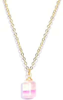 Gempro Natural Gemstone Bar Dainty Chain Pendant for Women Gold-plated Brass Pendant Set