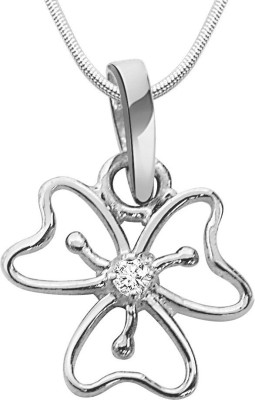 Surat Diamond Floral Fusion - Diamond & Silver Pendant with 18 IN Chain (SDP15) Sterling Silver Diamond Sterling Silver Pendant