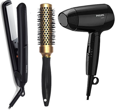 PHILIPS BHC010 Hair Dryer-1200W & HP8303 Hair Straightener With Premium Hot Curl Brush Personal Care Personal Care Appliance Combo