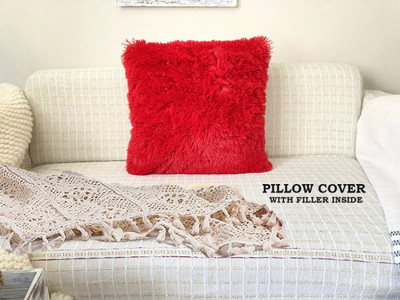 PICKKART Microfibre Solid Cushion Pack of 1(Red)