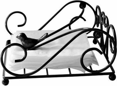E C Creation Bird Scroll Flat Napkin Holder, Black Plant Container Set (Metal) Plant Container Set(Metal)