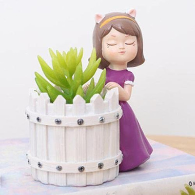 Sovincraft Purple White Basket Resin Flower Pot and Pen holder Plant Container Set(Poly-Resin)