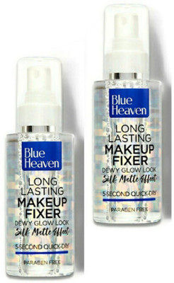 BLUE HEAVEN LONG LASTING MAKEUP FIXER 5-Second Quick -Dry (mini Pack ) PACK OF 2 Primer  - 120 ml(Transparent)