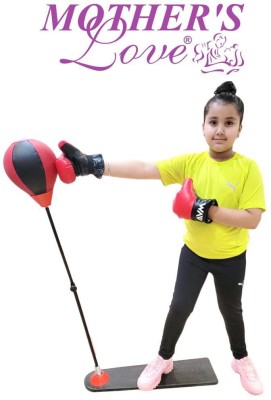 Mother's Love Champ Set Free Punching Speed Ball Boxing Set with Glove & Adjustable Standing Speed Bag(3-12 Years Old, 45 inch)