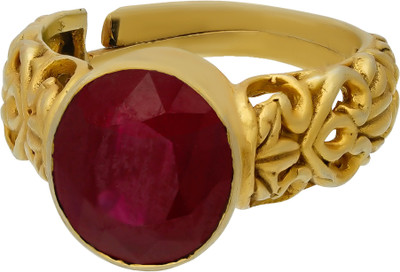 RSPR Natural 11.25 Ratti Ruby Manikya Ring With Lab Lab Certificate Brass Ruby Gold Plated Ring