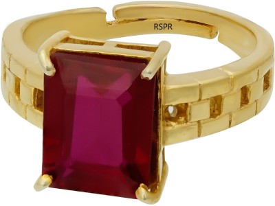 RSPR Natural 11.25 Ratti Ruby Manikya Ring With Lab Lab Certificate Brass Ruby Gold Plated Ring