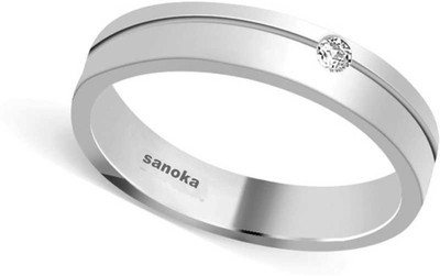 Sanoka Sterling Silver Swarovski Crystal Silver Plated Ring