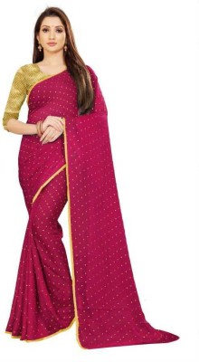 TOXEGO Embellished Daily Wear Chiffon Saree(Pink)