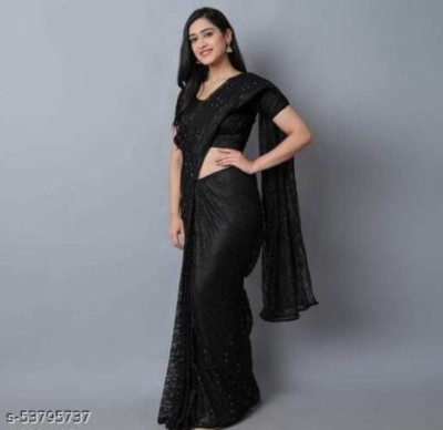 BRAHMANI TEXTILE Self Design Bollywood Net Saree(Black)