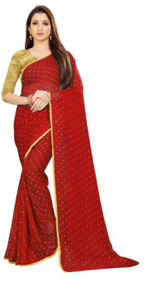VINIT ENTERPRISE Printed Bollywood Chiffon Saree(Red)