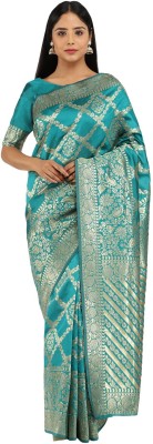 Duggad Creation Woven Banarasi Jacquard Saree(Light Green)