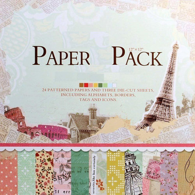 Qatalitic Pattern Design Printed Papers for Art & Craft (VS12004), Size: 12 X 12 Inch for Greeting Cardmaking & Project Book Making (24 Patterned Sheets + 3 Die Cut Sheets) Paper Designer Paper Pack Theme,  Scrapbook Kit(DIY)