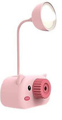 BRIJBAZAAR Multifunctional Camera Style Table lamp Piggy Desk Lamp, Pencil Sharpener (Pink) Study Lamp(14 cm, Pink)