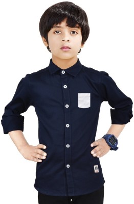 MADE IN THE SHADE Boys Solid Casual Dark Blue Shirt